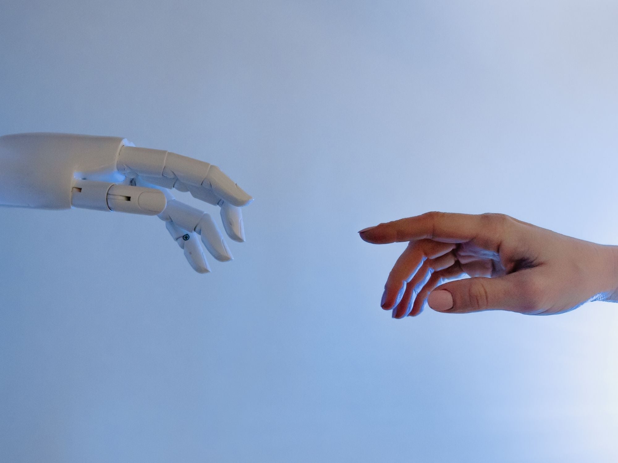 human and AI hands